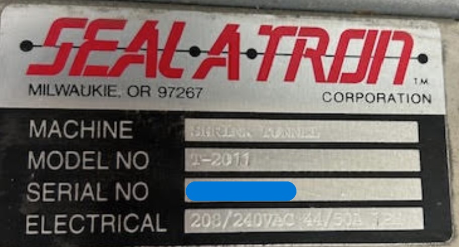 Seal-A-Tron T-2011 Shrink / Heat Tunnel (Used) Item # UE-123025E