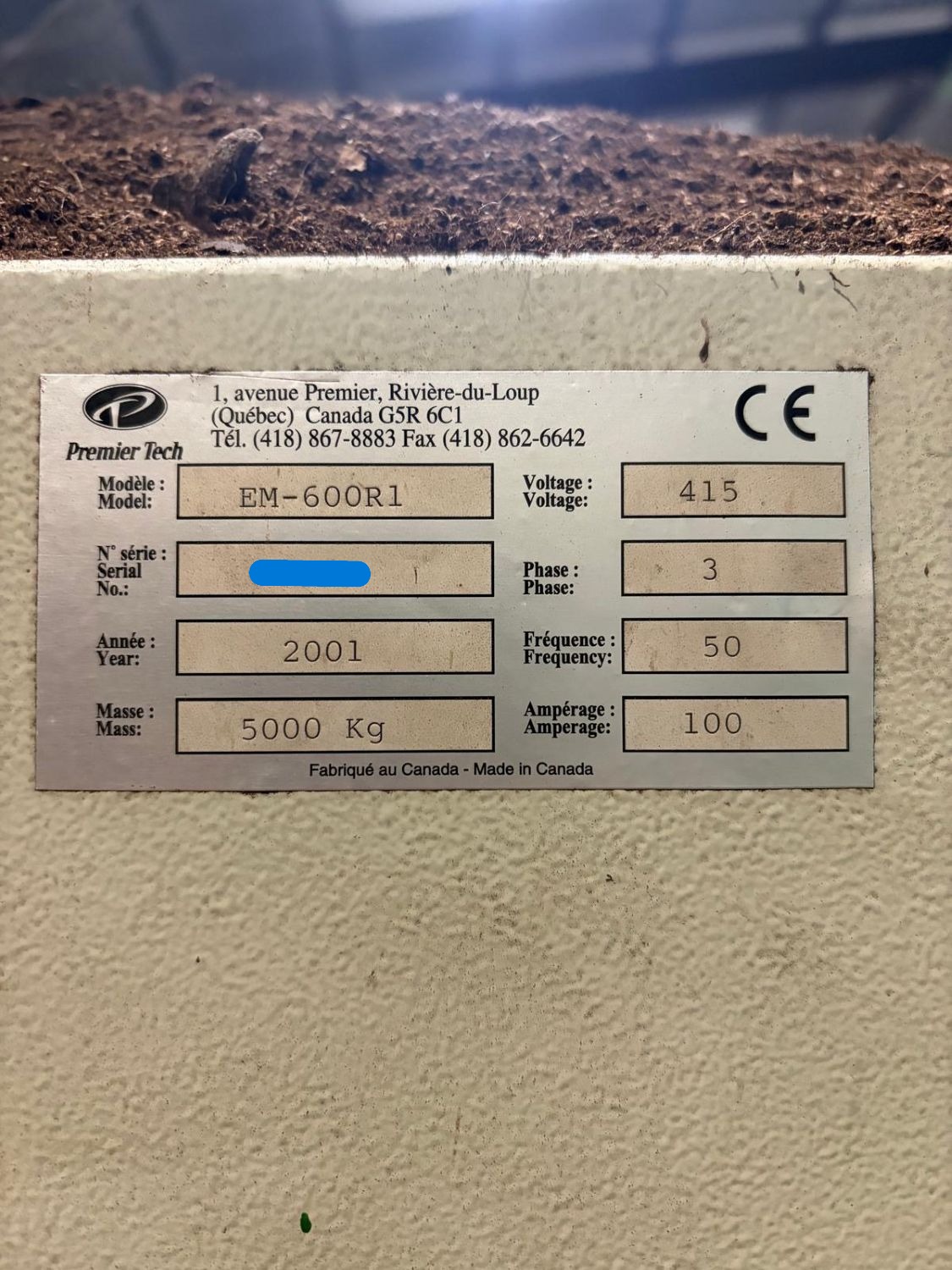 Premier Tech EM-600R1 Bailing Machine & AP-215 Palletizer System (Used) Item # UE-012026D