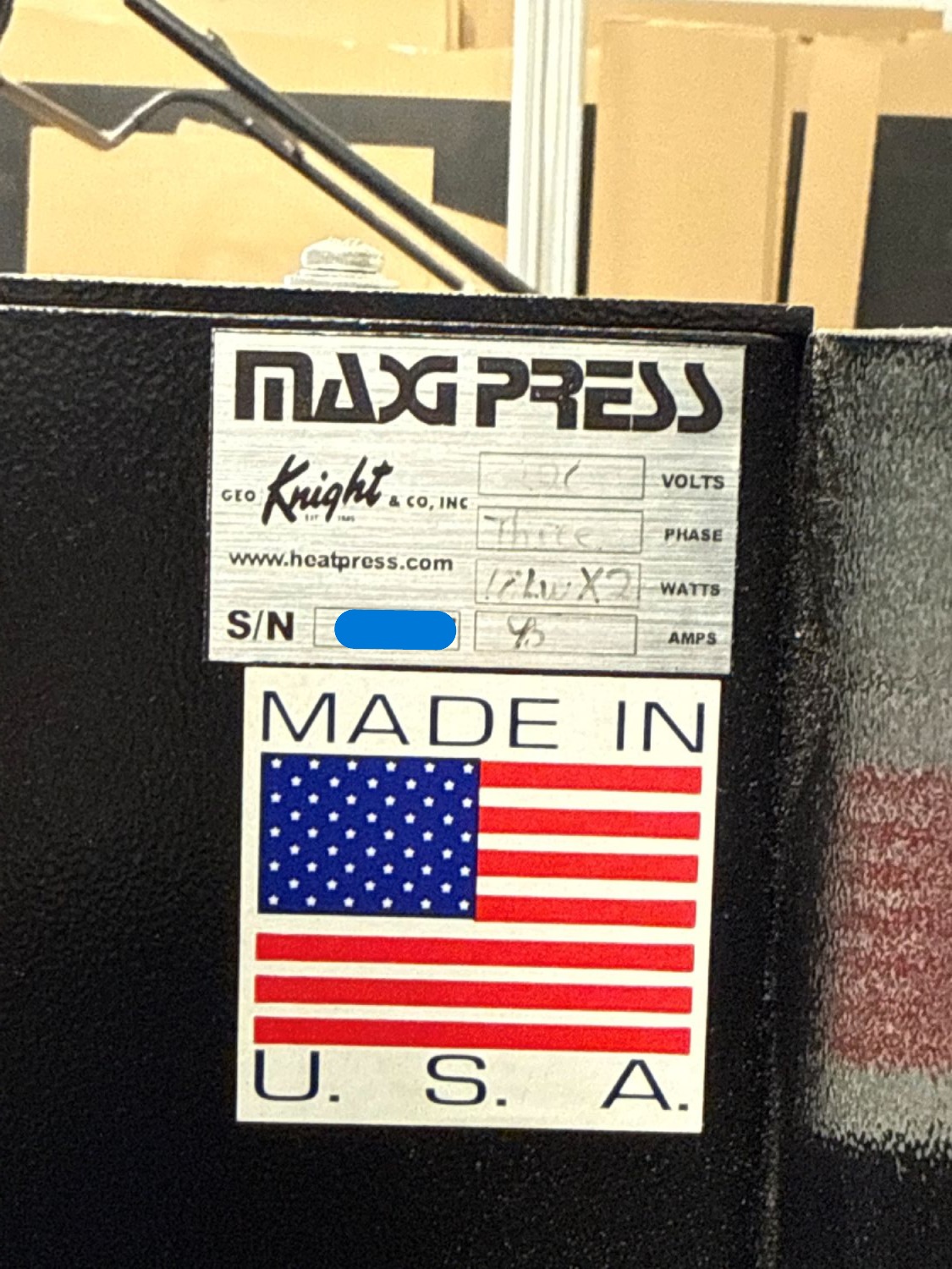 Geo Knight Maxi Press MAXI-4060AW 44″ x 64″ Top & Bottom Air Heat TWIN Press (Used) Item # UE-012626B