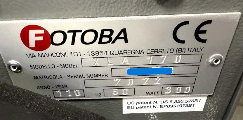 Fotoba XLA-170 Automatic X/Y Cutter (Used) Item # UE-021926B