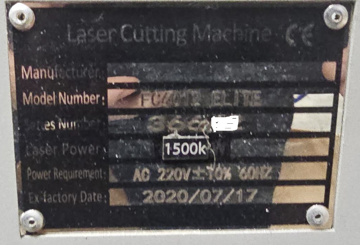 Boss Laser FC-6012 1500W Elite Industrial Fiber Laser Cutting Machine (Used) Item # UE-030326A