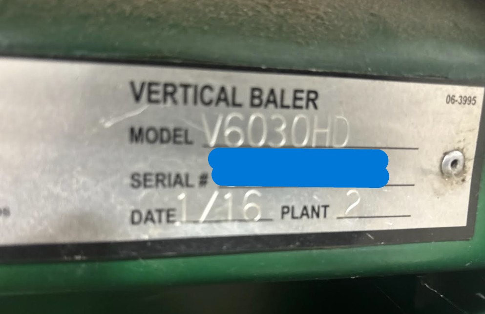 Marathon V-6030 HD Heavy-Duty Vertical Baler (Used) Item # UE-030826A