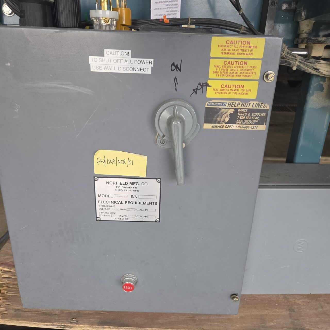 Norfield 3800LR Door Lite Machine (Used) Item # UE-043026D