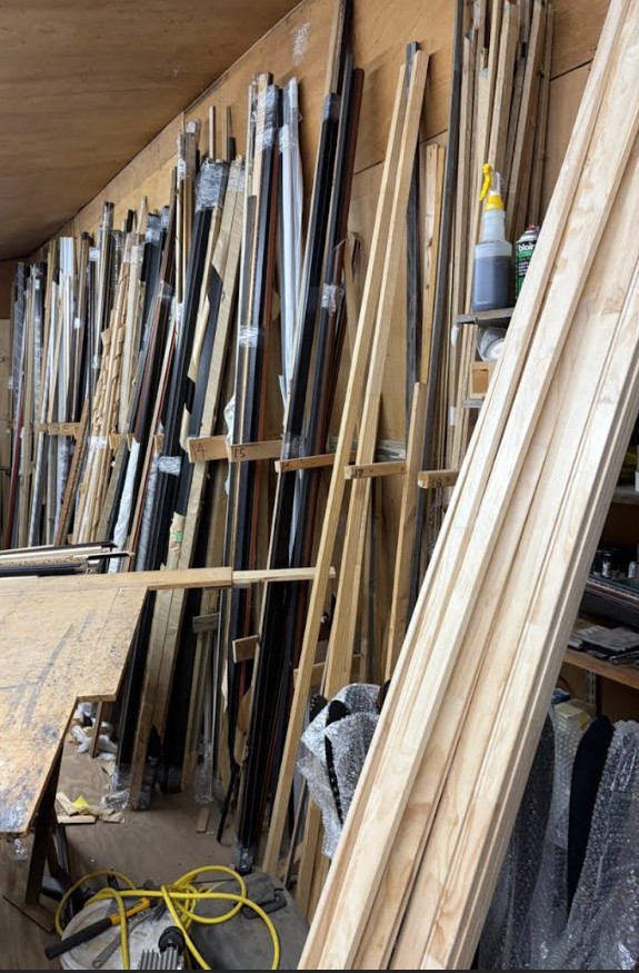 Picture Frame Moulding, Matboard, Foamboard, Glass, and Hardware Supply Lot (Used) Item # UE-070726A