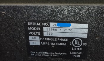 D&K Expression (Bienfang / Vacuseal) 5298H Vacuum Heat Press (Used) Item # UE-080726A