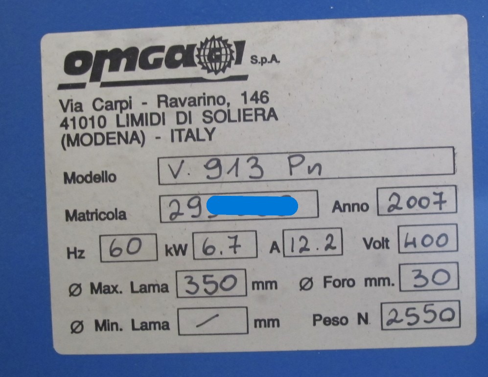Omga V913 Double Miter Saw (Used) Item # UE-081326A