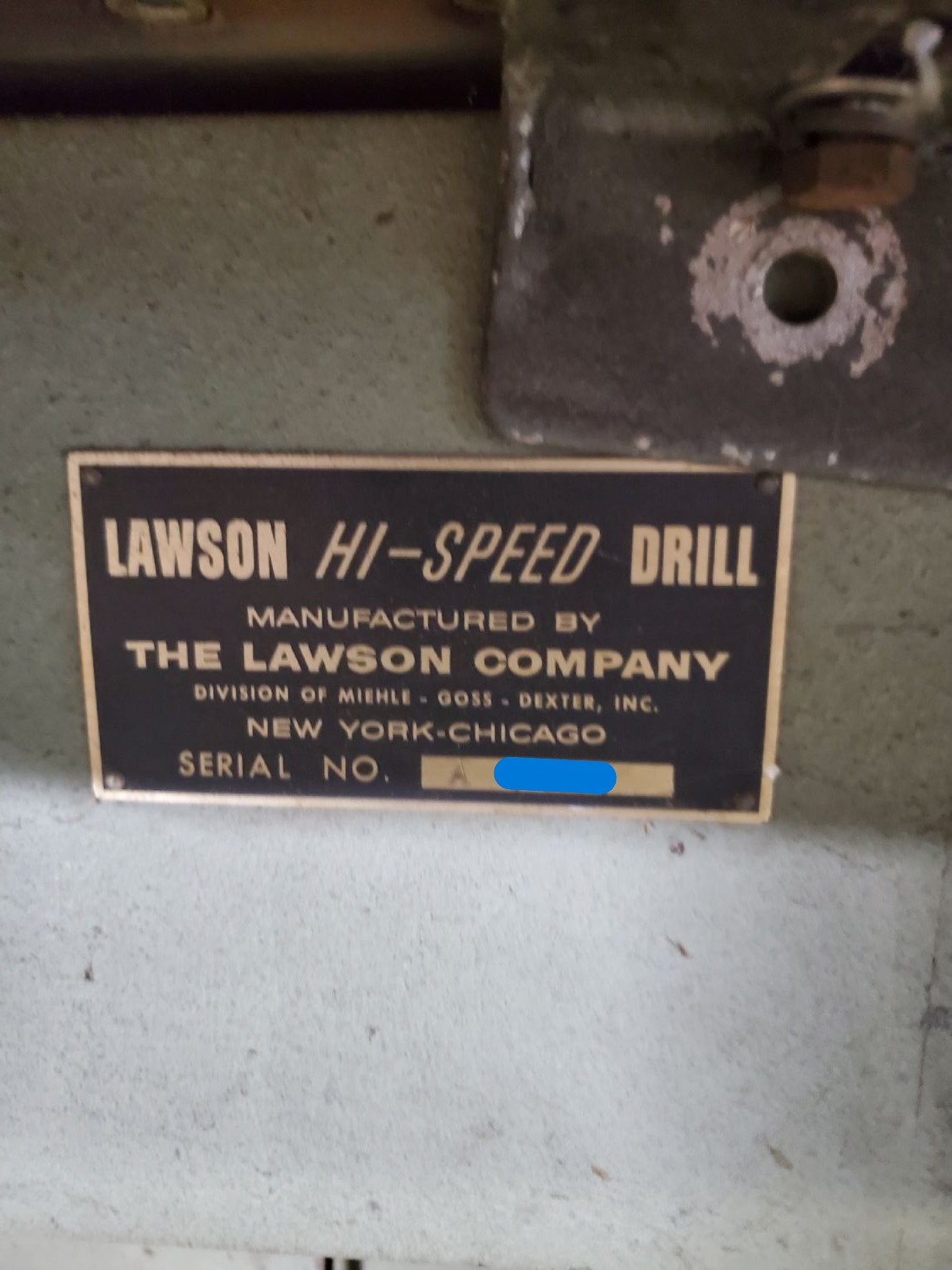 Lawson Vari-Speed Drill Multi-Spindle Paper Drill / In-Line Drill Press (Used) Item # UE-081326K