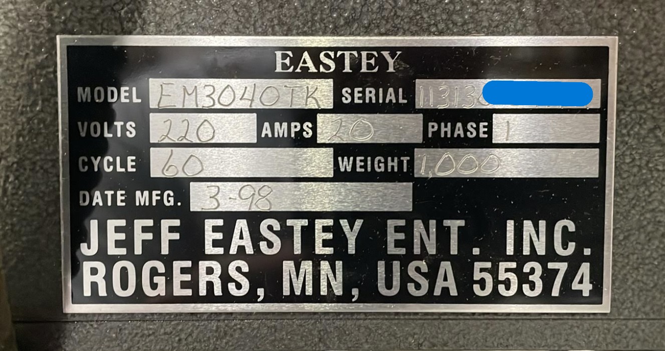 Eastey EM3040TK Hot Knife L-Sealer (Used) Item # UE-083026E
