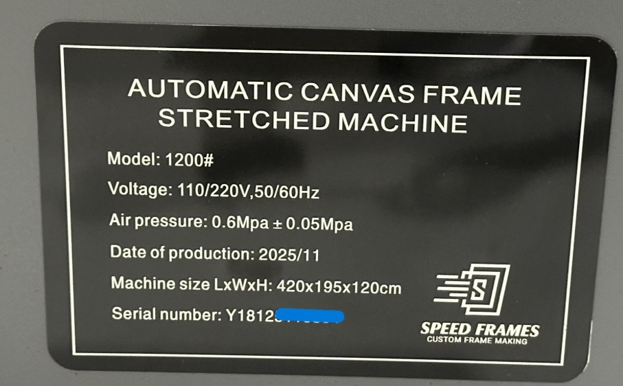 Speed Frames 1200# Auto Canvas Stretching Machine (Used) Item # UE-092426K