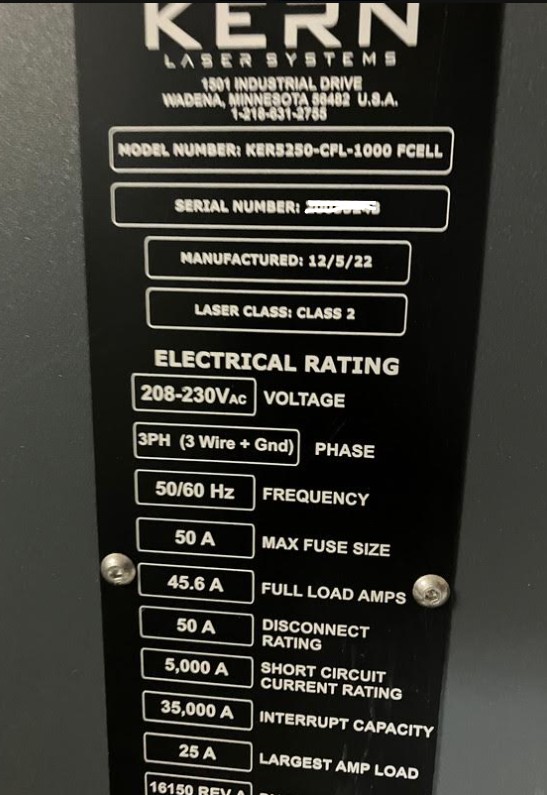 Kern FC50 FiberCell Laser Cutting System (Used) Item # UE-102726D